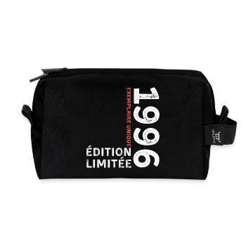 1996 vintage typographic style - Recycled Toiletry Zip Bag - black - Front