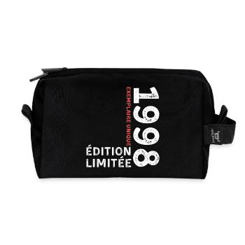 1998 vintage typographic style - Recycled Toiletry Zip Bag - black - Front