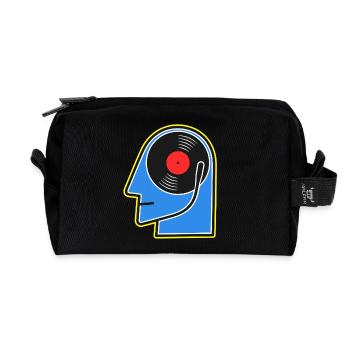 Blue Vinyl Album DJ Head - Recycled Toiletry Zip Bag - black - Front