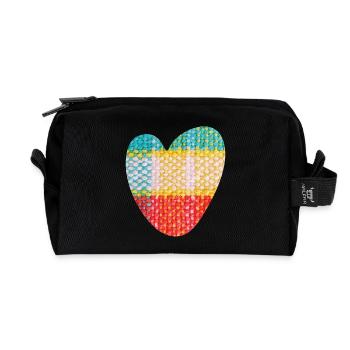 Heart Fabric Textile Love Love Pattern Valentine's Day - Recycled Toiletry Zip Bag - black - Front