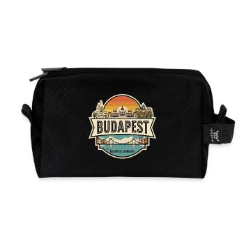 Budapest-Ungarn Vintage-Reisesouvenir-Abzeichen - Recycelte Kulturtasche - Schwarz - Vorne