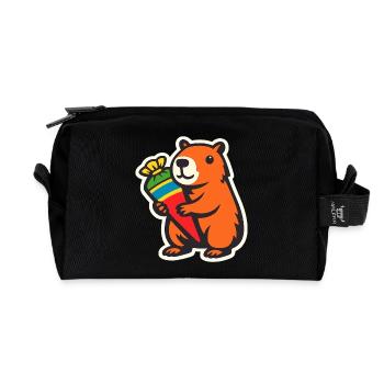 capybara einschulung - Recycelte Kulturtasche - Schwarz - Vorne