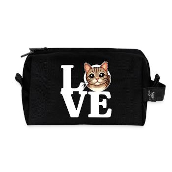 J’ADORE Chat tigré Amoureux des chats Drôle - Trousse de toilette en tissu recyclé - noir - Devant