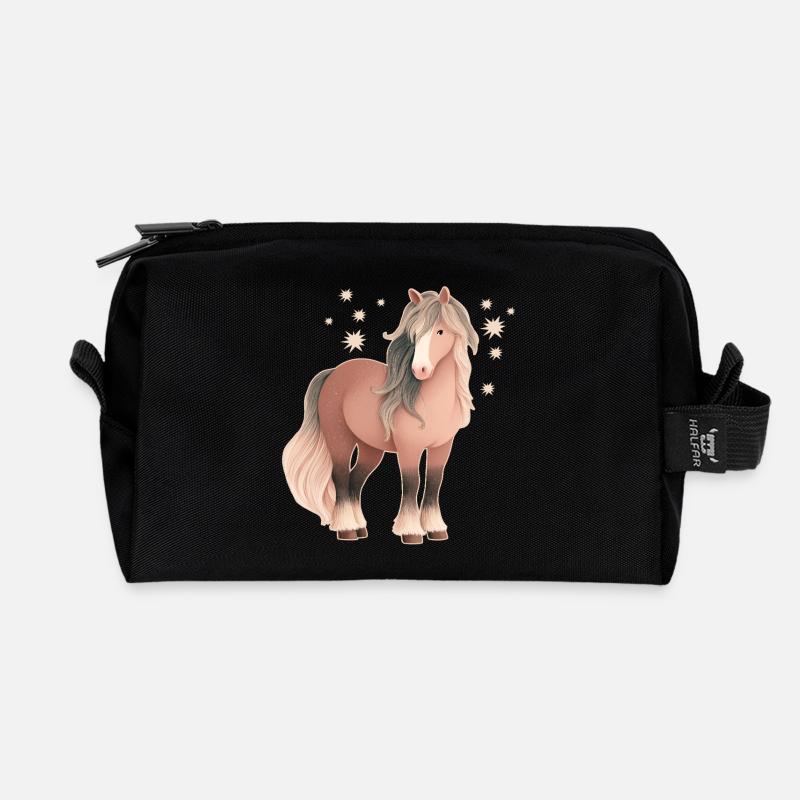 Pferd mit Sternen - Recycelte Kulturtasche - Schwarz