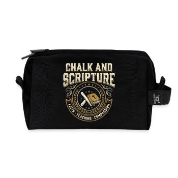 Chalk and Scripture Christian Teacher Jesus - Recycled Toiletry Zip Bag - black - Front