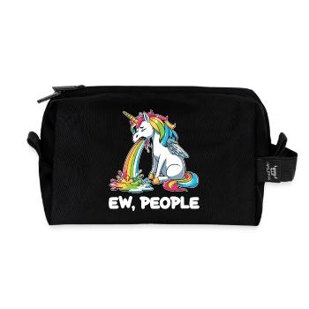 Rainbow Unicorn Spits Rainbow - Recycled Toiletry Zip Bag - black - Front