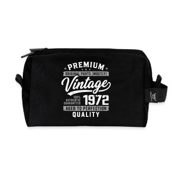 Vintage 1972 Retro 1972 Anniversary 1972 - Recycled Toiletry Zip Bag - black - Front