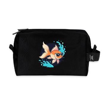 Retro Golden Fish Glasses - Recycled Toiletry Zip Bag - black - Front