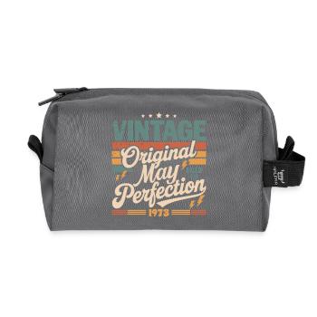Vintage May 1973 – Perfection for 53 years - Recycled Toiletry Zip Bag - anthracite - Front