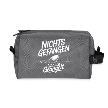 Angel Spruch lustig - Recycelte Kulturtasche - Anthrazit - Vorne