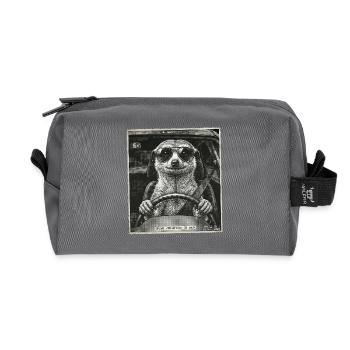 Meerkat Flashed - Recycled Toiletry Zip Bag - anthracite - Front