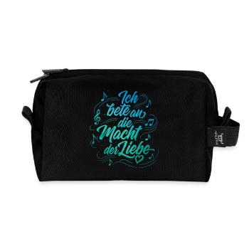 Ich bete an die Macht der Liebe - Lettering - Recycelte Kulturtasche - Schwarz - Vorne