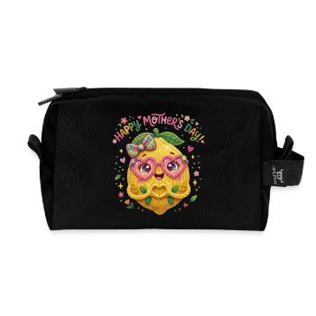 Mother's Day Lemon Heart Hands - Happy Mother's Day - Recycled Toiletry Zip Bag - black - Front