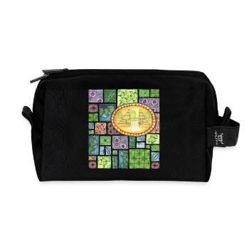 Bali temple on pattern patchwork - Recycelte Kulturtasche - Schwarz - Vorne