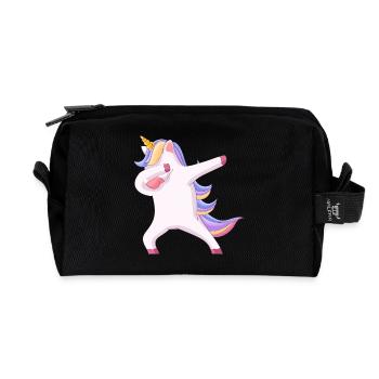 Unicorn Design Dab Dabbing - Recycled Toiletry Zip Bag - black - Front