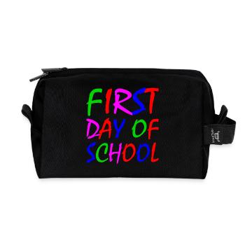 First day of school - Recycled Toiletry Zip Bag - black - Front
