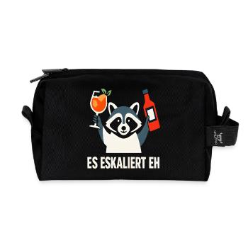 Party Waschbär Spruch Trinkspruch Es Eskaliert Eh - Recycelte Kulturtasche - Schwarz - Vorne