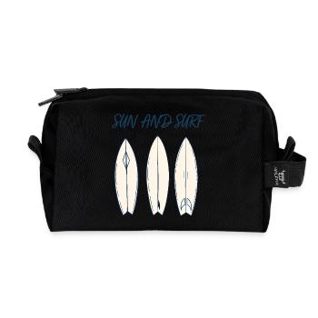 Sun and Surf Vintage Surfboard Beach Design - Recycelte Kulturtasche - Schwarz - Vorne