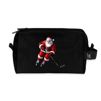 hockey player Christmas - Recycled Toiletry Zip Bag - black - Front