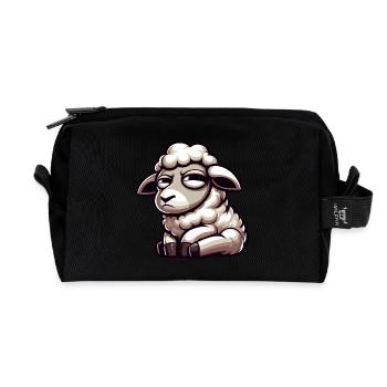 Skeptical Sheep Comic Funny Bull - Recycled Toiletry Zip Bag - black - Front