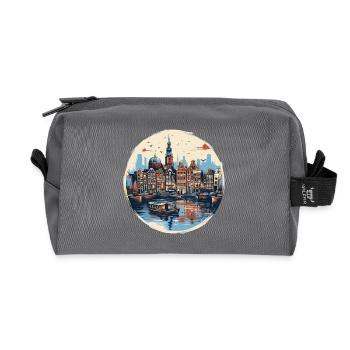 Amsterdam Harbour Historic Architecture - Recycled Toiletry Zip Bag - anthracite - Front