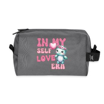 Cute Valentine's day Turtle - In my self love - Recycled Toiletry Zip Bag - anthracite - Front