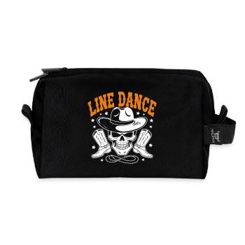 Line Dance Skull with Stetson and Boots and Lasso - Recycled Toiletry Zip Bag - black - Front