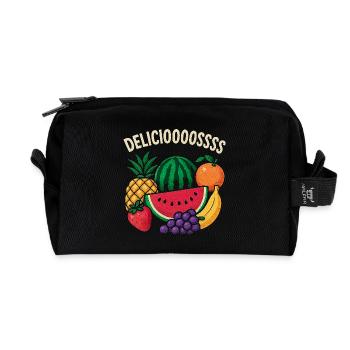 Cheerful Tropical Fruit Splatter - Recycled Toiletry Zip Bag - black - Front