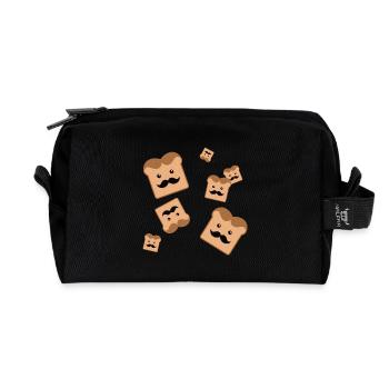 Toast with moustache - Recycled Toiletry Zip Bag - black - Front