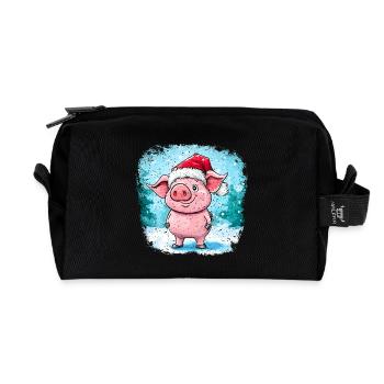 Cochon Père Noël - Trousse de toilette en tissu recyclé - noir - Devant