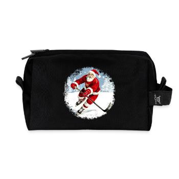 Joueur de hockey sur glace Père Noël - Trousse de toilette en tissu recyclé - noir - Devant