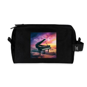 Fantastic concert grand piano in the cloudy sky - Recycled Toiletry Zip Bag - black - Front