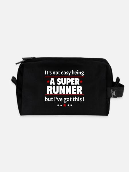 Not easy to be a super runner! - Recycled Toiletry Zip Bag - black
