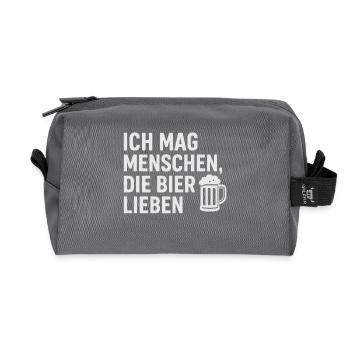 Beer Shirt – I like people who love beer - Recycled Toiletry Zip Bag - anthracite - Front