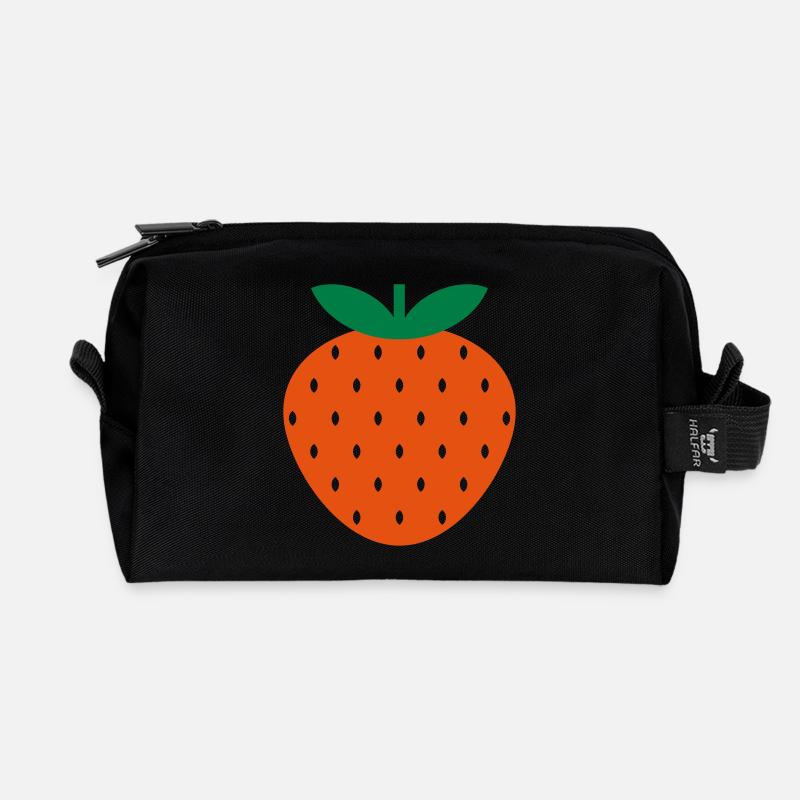 Erdbeere - Recycelte Kulturtasche - Schwarz