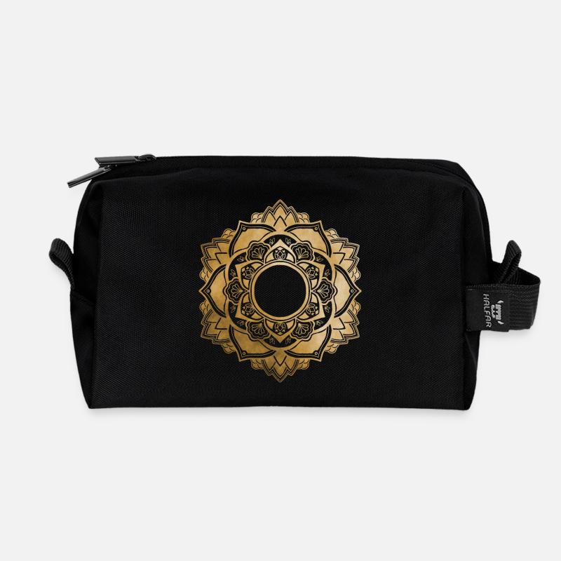 Mandala No.4 Gold - Recycelte Kulturtasche - Schwarz