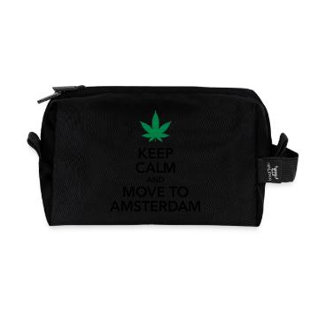 keep calm move to Amsterdam Holland Cannabis Weed - Recycelte Kulturtasche - Schwarz - Vorne