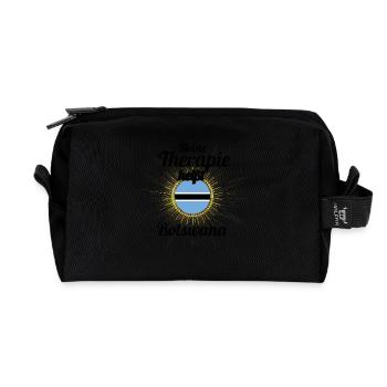 Geschenk Therapie ist Heimat Botswana - Recycelte Kulturtasche - Schwarz - Vorne