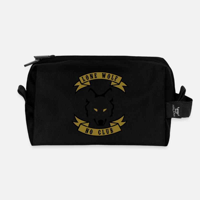 Lone wolf - No club - Recycled Toiletry Zip Bag - black