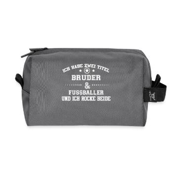 GESCHENK HABE TITEL BRUDER Fussballer - Recycelte Kulturtasche - Anthrazit - Vorne