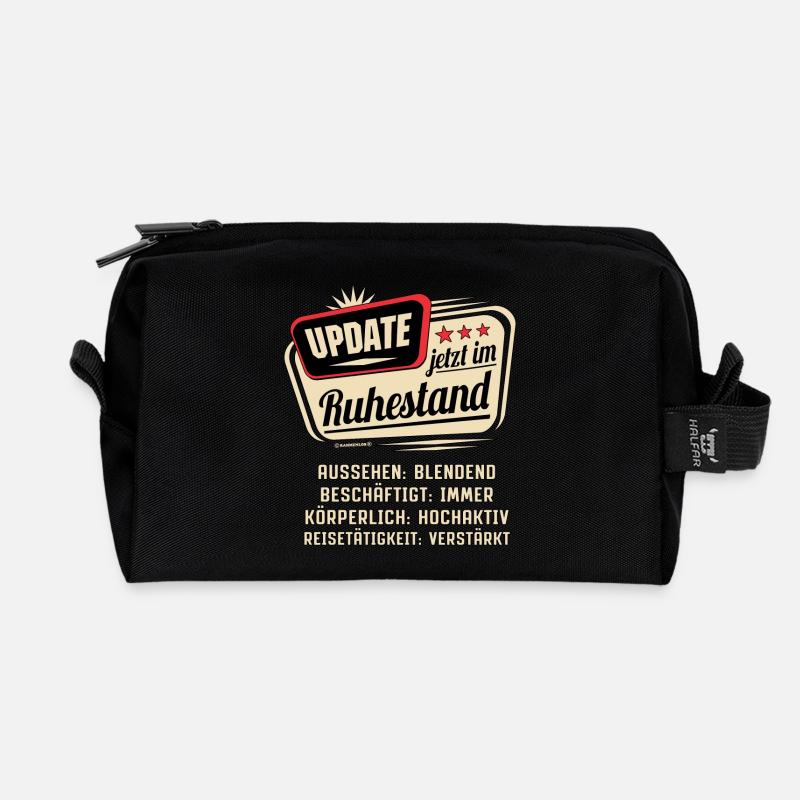 Update im Ruhestand. Blendend hochaktiv 60ter - Recycelte Kulturtasche - Schwarz