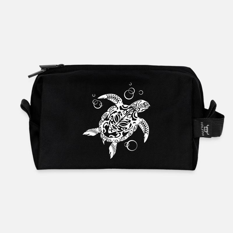 Watchful Turtle - Recycelte Kulturtasche - Schwarz