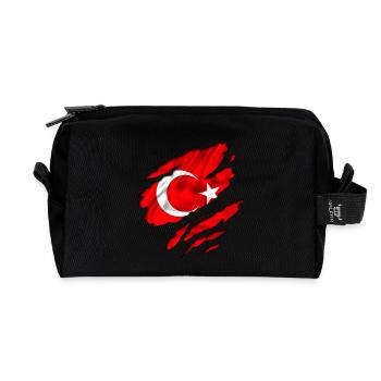 drapeau turc türkiye - Trousse de toilette en tissu recyclé - noir - Devant