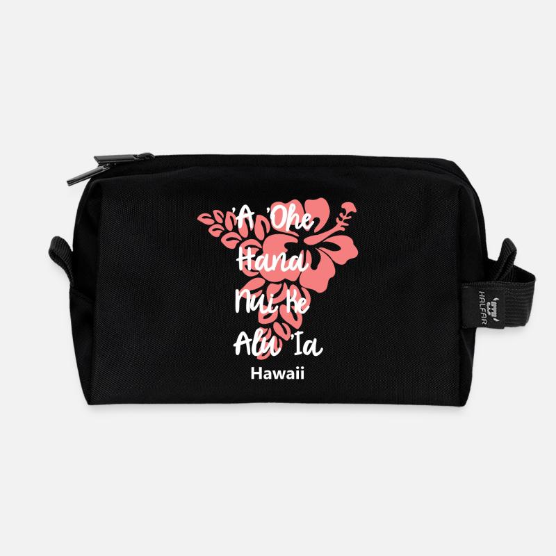 Hawaii schöner Spruch Zusammenhalt Aloha - Recycelte Kulturtasche - Schwarz