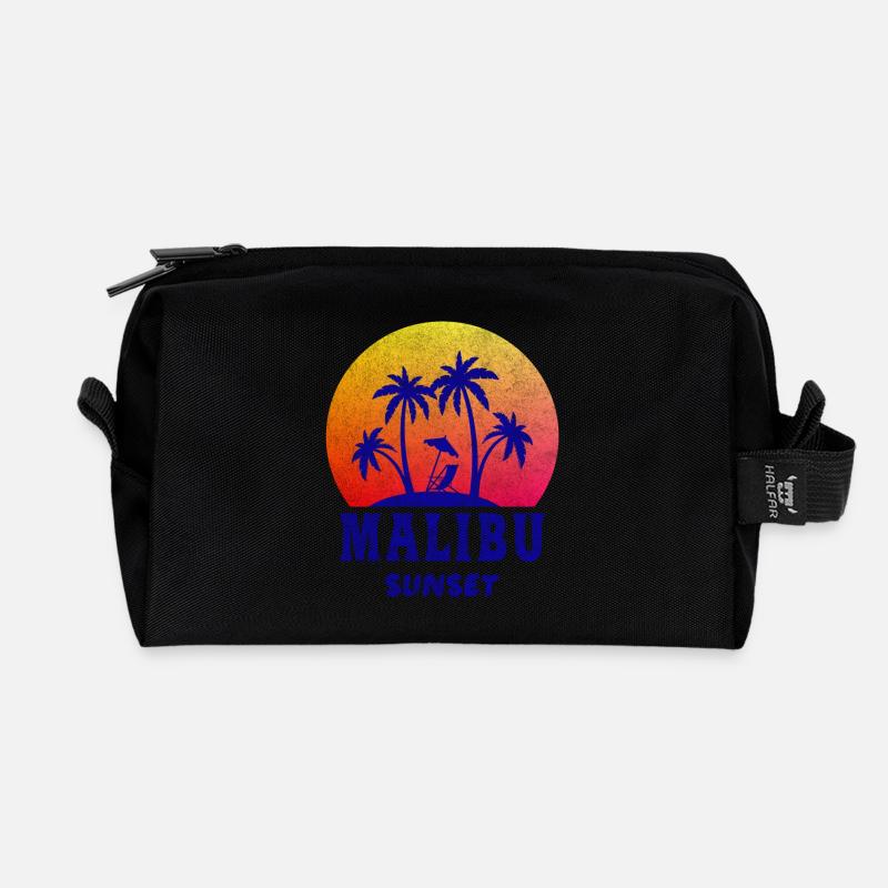 Malibu Sunset / Kalifornien / Geschenk / Retro - Recycelte Kulturtasche - Schwarz