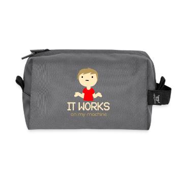 Ça marche sur ma machine ! - Cadeau - Trousse de toilette en tissu recyclé - anthracite - Devant