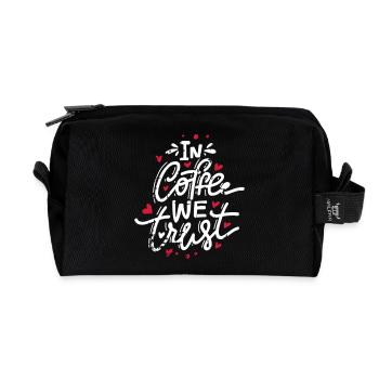In Coffee We Trust - Recycelte Kulturtasche - Schwarz - Vorne