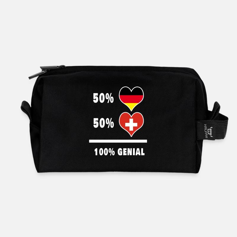 Deutschland und Schweiz Genial / Geschenk Flagge - Recycelte Kulturtasche - Schwarz