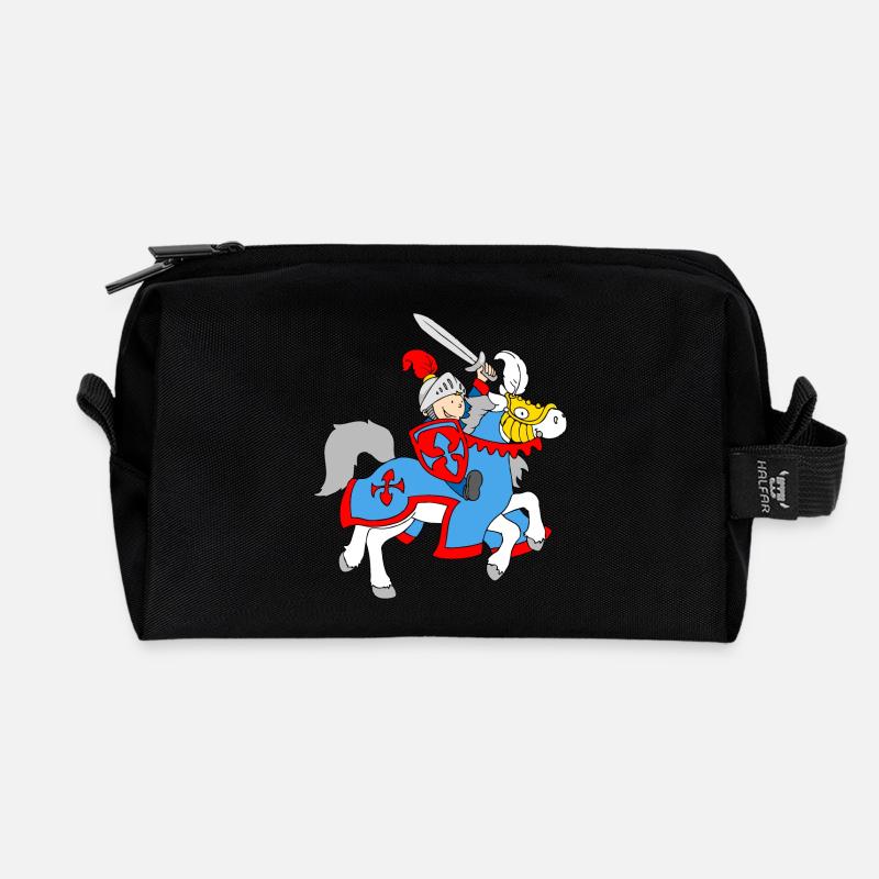 Boy Knight on a Horse - Recycelte Kulturtasche - Schwarz