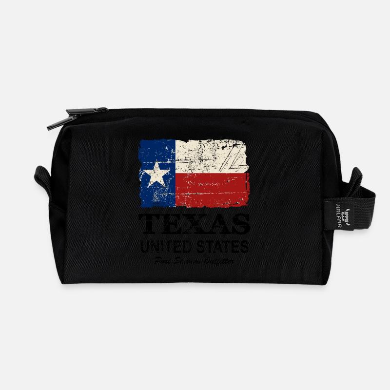 Texas Flag - Vintage Look - Recycelte Kulturtasche - Schwarz